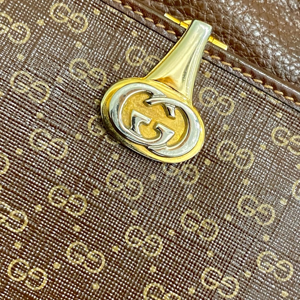 GUCCI vintage hinged continental wallet brown classic design GG  043 - Picture 4 of 8